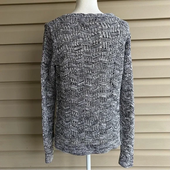 •LOFT• Open-Weave Marled V-Neck Sweater - Size Large - Picture 5 of 7